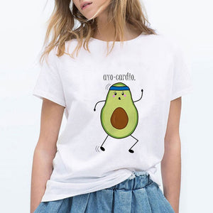 Luckyroll Avocado Cat Pattern T Shirt Women