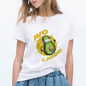 Luckyroll Avocado Cat Pattern T Shirt Women