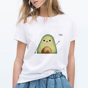 Luckyroll Avocado Cat Pattern T Shirt Women