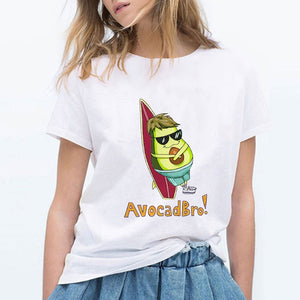 Luckyroll Avocado Cat Pattern T Shirt Women