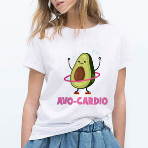 Luckyroll Avocado Cat Pattern T Shirt Women