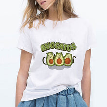 Load image into Gallery viewer, Luckyroll Avocado Cat Pattern T Shirt Women