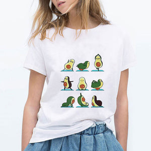 Luckyroll Avocado Cat Pattern T Shirt Women