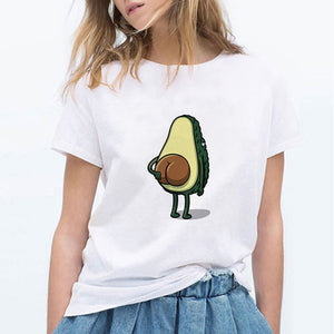 Luckyroll Avocado Cat Pattern T Shirt Women